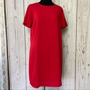 Lulus Women’s M Medium Red Short Sleeve Casual Swing Dress Gold Zip Lined